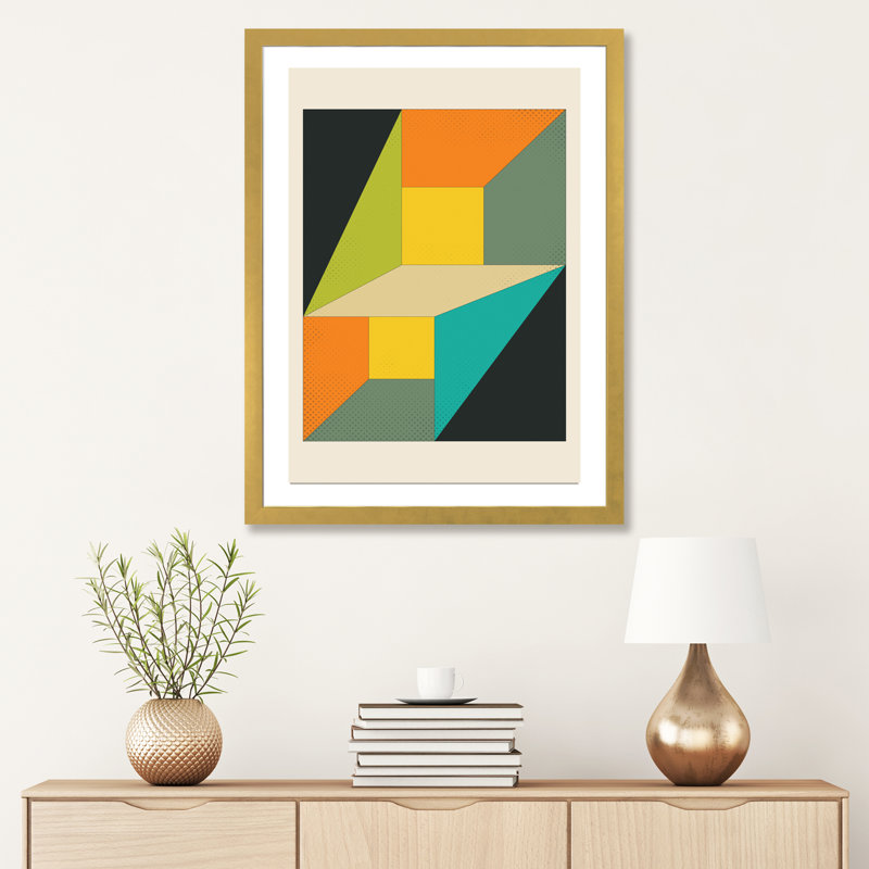 «Deja vu» par Jazzberry Blue - impression d'art graphique, H 24 po x l 16 po x P 1 po, Papier encadré doré