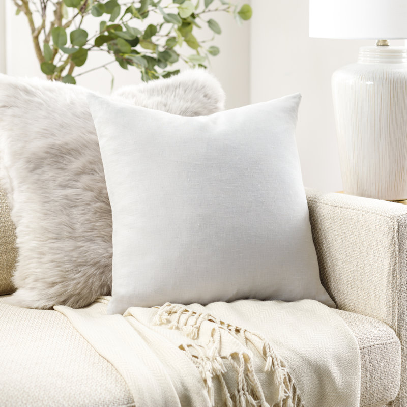 Housse et insert de coussin carré en lin, Blanc cassé, 20 po x 20 po