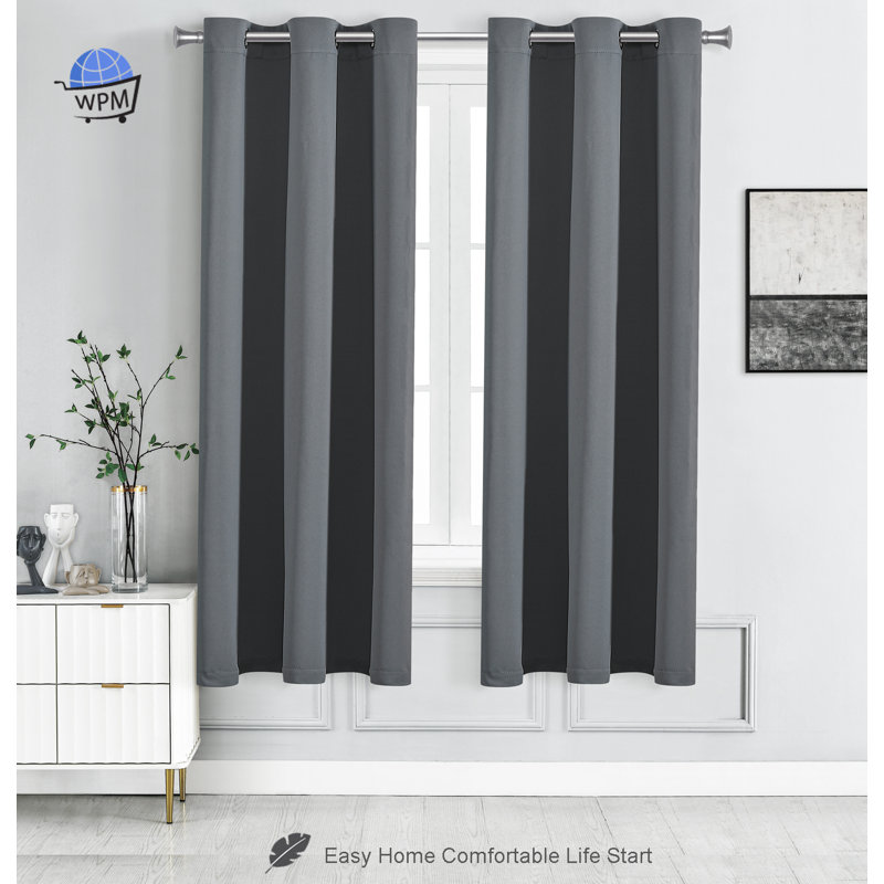 Blackout Drapes Curtains / Drapes Pair, 42" W x 63" L, Gray