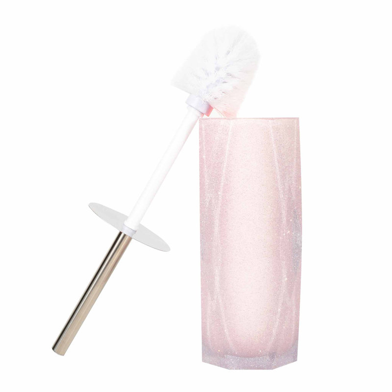 Brosse et support de toilette à facettes Sparkles Home | Résine en forme de losange durable de 15,5 po, Rose