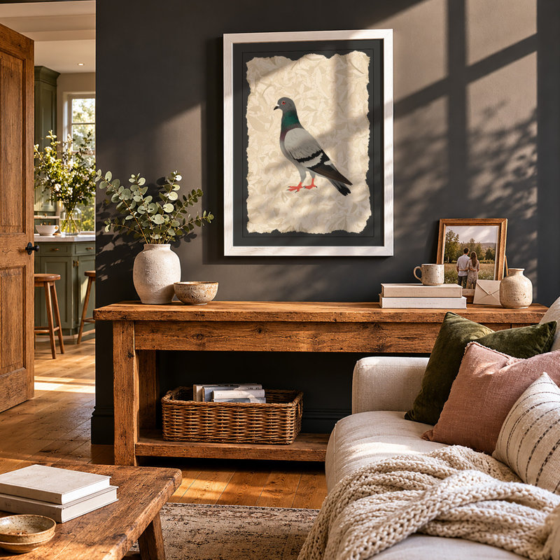 Pigeon Study Vintage - Print, A1 - 84.1 x 59.4 cm, White