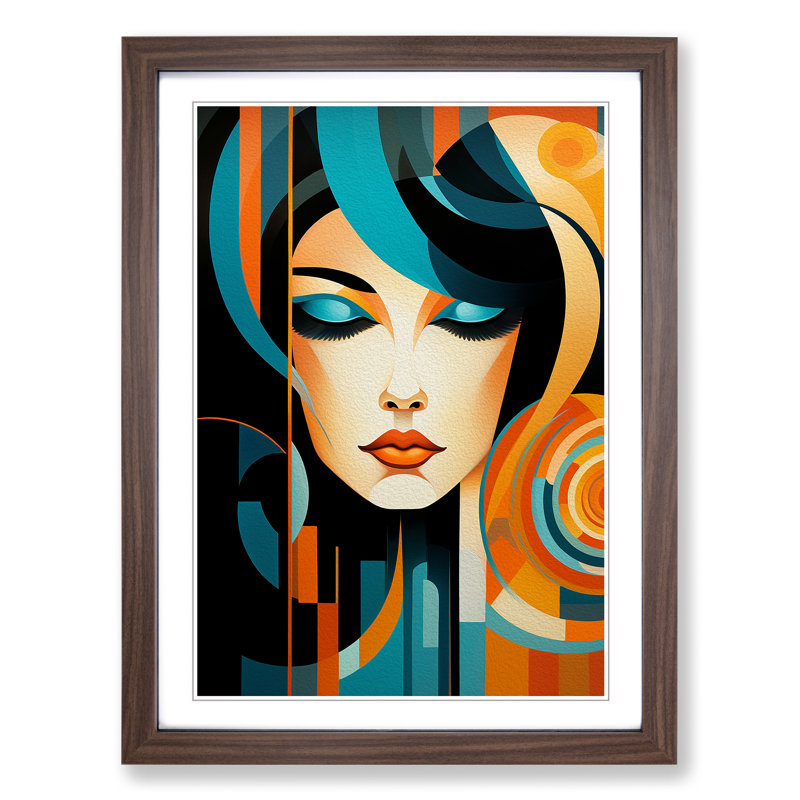 Single Picture Frame Print on Wood, 64cm H x 46cm W, Walnut Framed