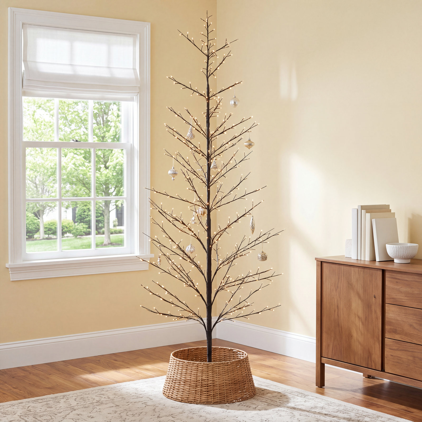 7' Matte Black LED Lighted Tree