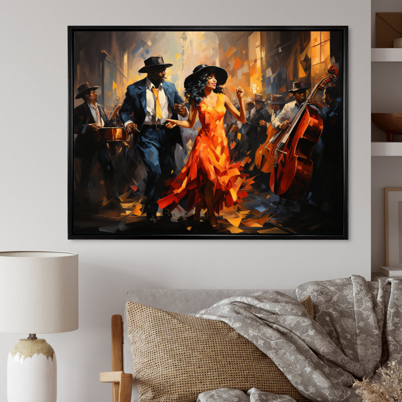 Art africain-américain, Spirit II - Art africain sur toile, art mural, H 24 po x l 32 po x P 1 po, Cadre flottant noir