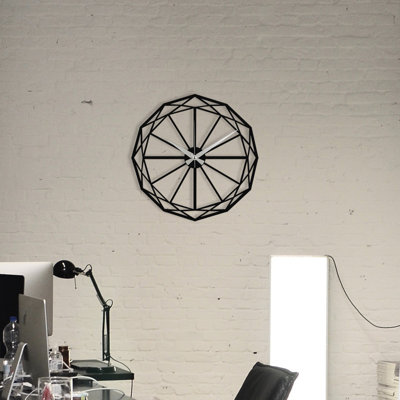 Stylish Decorative Metal Wall Clock, Black, 18.9 x 18.9 inches | 100% Metal Construction, Thickness: 0.05 inches | Requires 1 AA Battery (Not Included) | Perfect for Modern Home Decor & Living Spaces