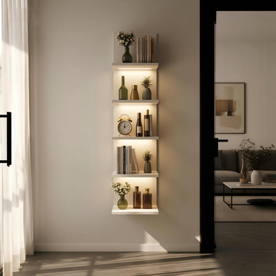 Deangelos 5 Tier Wall Shelf with Light