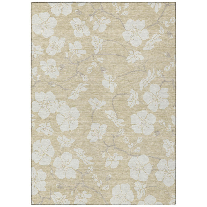 Ensa Beige Washable Indoor-Outdoor Rug - , 2'6" x 3'10"