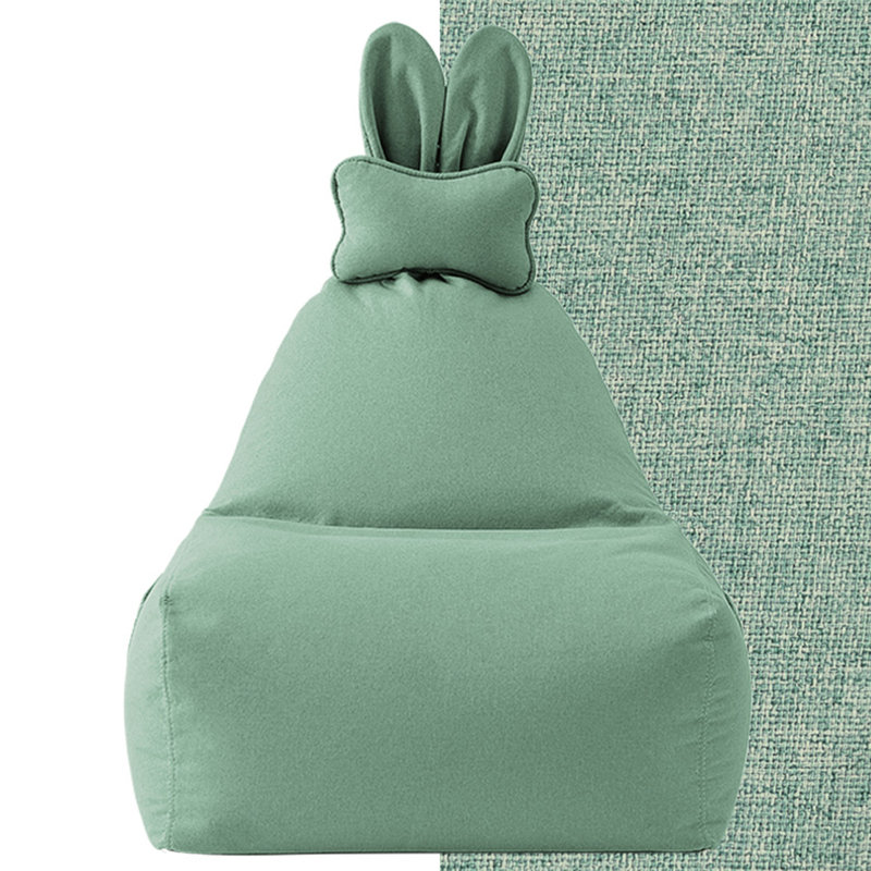 Simple and cute rabbit bean bag sofa, 33.46" H x 23.62" W x 27.55" D, Green Linen Blend