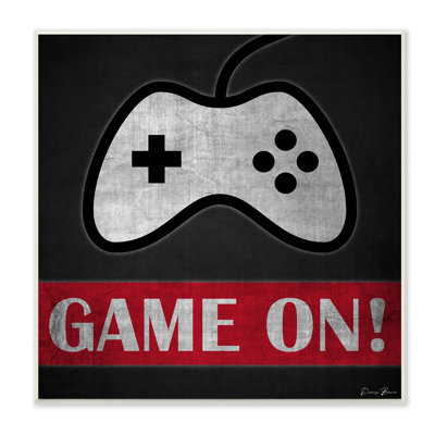 «Game On Bold Gamer», phrase rétro, contrôleur noir, estampe numérique encadrée, art texturé par Denise Brown