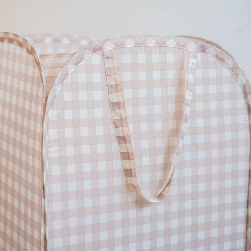 Panier à linge recyclé 3 pousses / guingan / beige