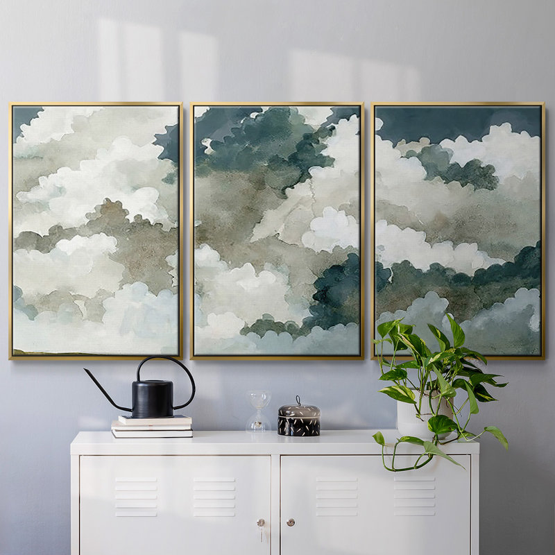 Vast Neutral Sky III - Toile encadrée multi-pièces, Encadrement doré, H 24 po x l 48 po