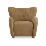 Chaise Lao, dossier à oreilles, dossier rembourré et capitonné, polyester