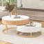 Tables basses gigognes modernes à plateau relevable avec 2 tiroirs blanc et naturel
