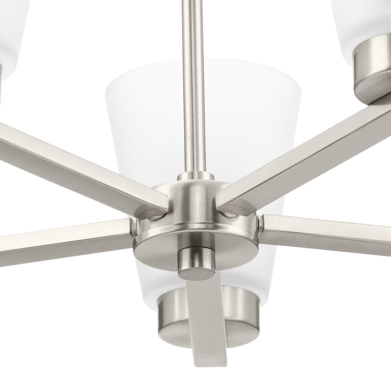 Lustre transitionnel à cinq lumières, Nickel brossé
