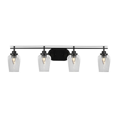 Persea 4 Light Bath Bar Shown With 5" Clear Bubble Glass