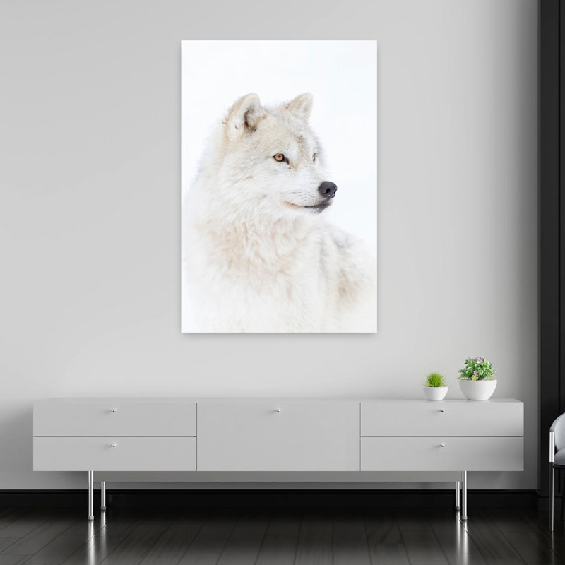 Portrait of an Arctic Wolf Abstract Contemporary Wolf Forest Landscape Wall Art Print 1 Piece Wrapped Canvas Wall Art