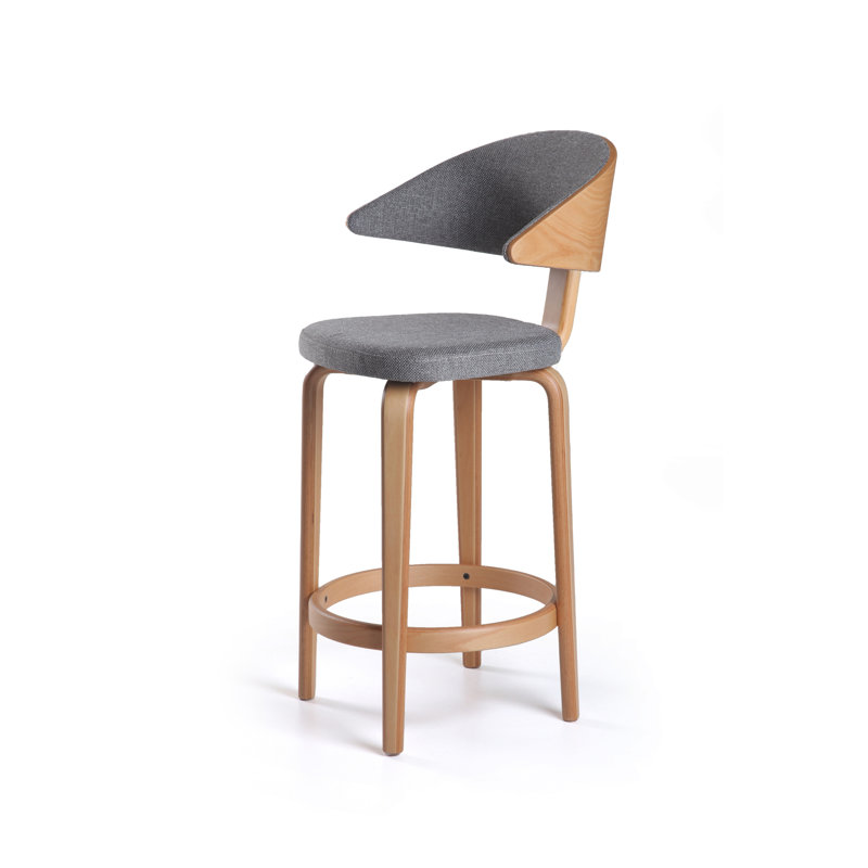 Fila Upholstered Stool with Solid Wood Frame, Natural