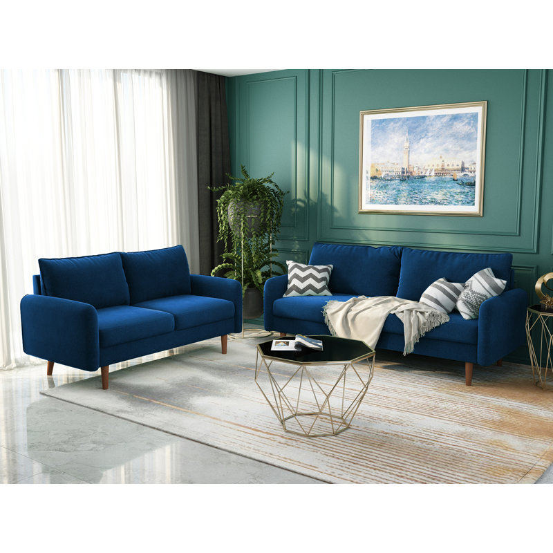 Cococon 70'' Upholstered Loveseat Sofa, Space Blue Velvet