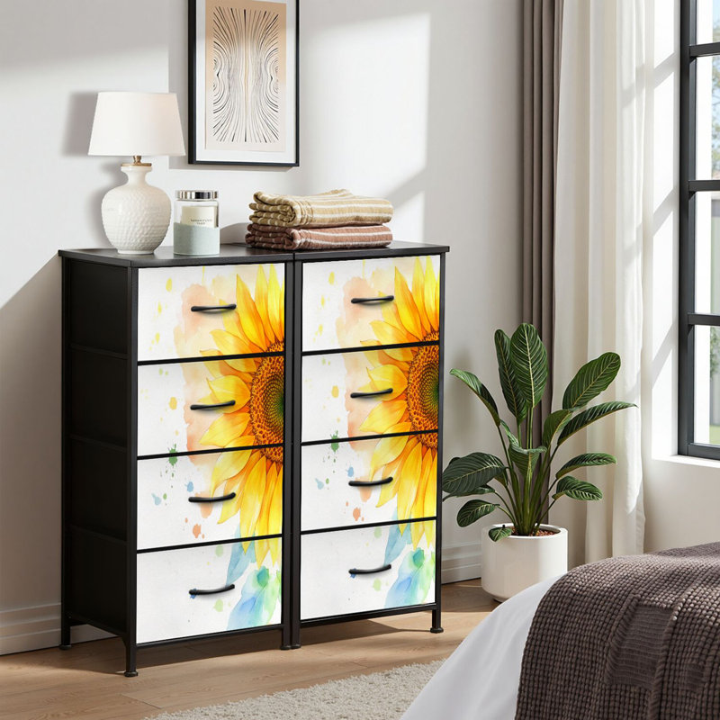 4 Drawer Dresser for Bedroom, Narrow Chest of Drawers, Wooden Top and Study Iron Frame 18"x37.5"-(WxH)