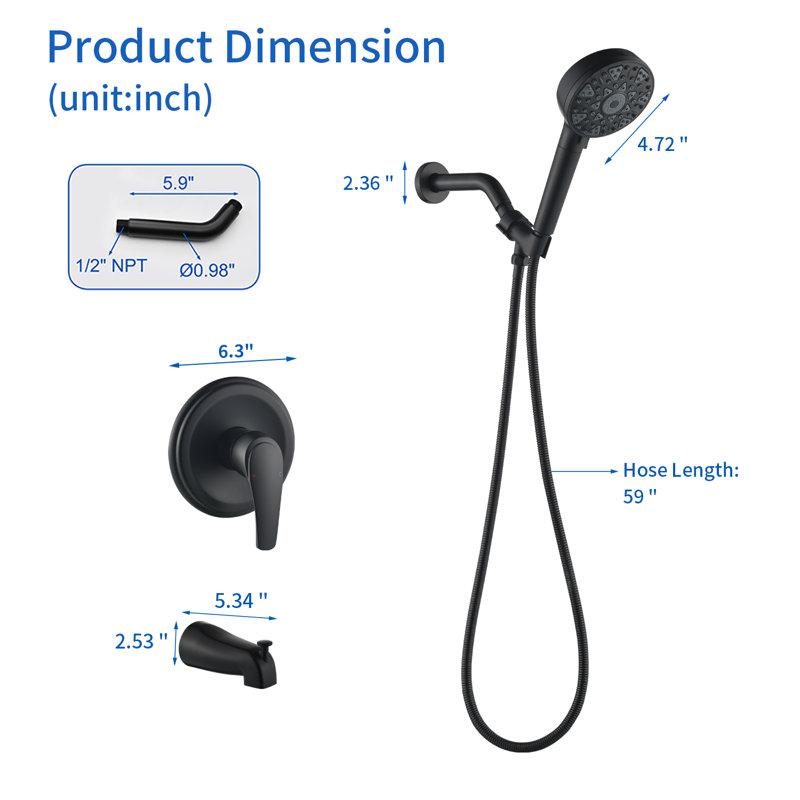 Shower Faucet Set With Tub Spout Tub And Shower Faucet Set Complete With Handheld Shower Head Shower Combo Set Shower System With Tub Spout Tub And Shower Trim Kit