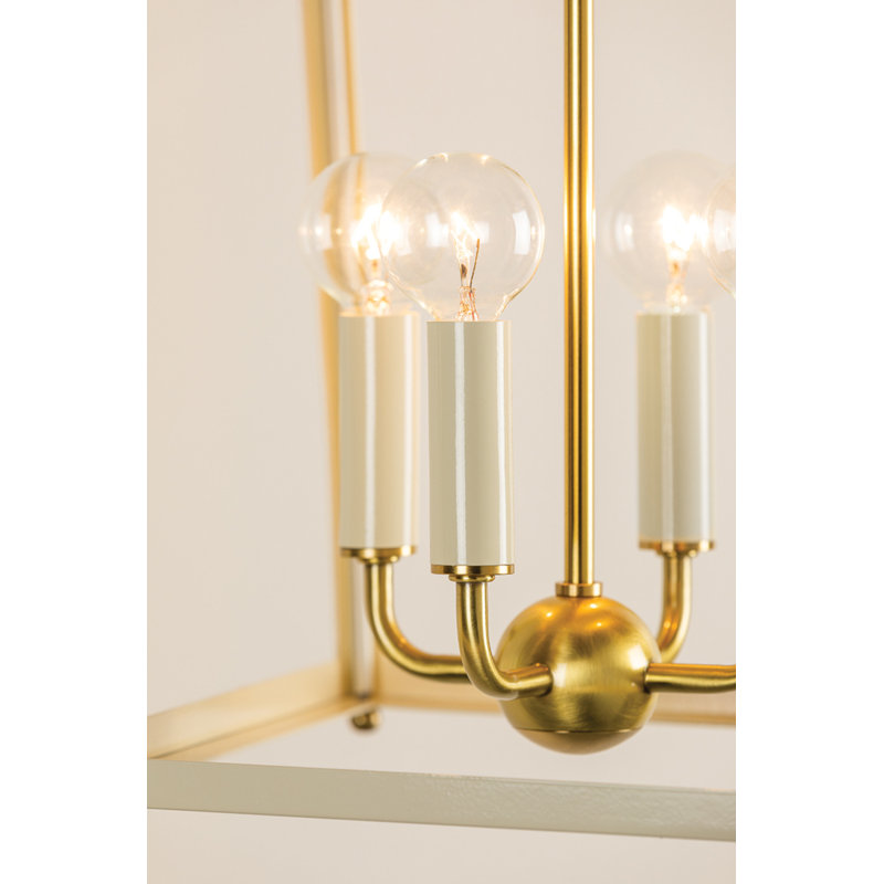 Luminaire suspendu 4 lumières June, Crème douce, H 21,5 po x l 12 po x P 12 po