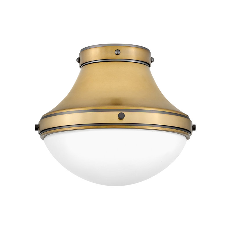 Oliver Heritage Brass and Black Oxide LED Flush Mount with Etched Opal Glass