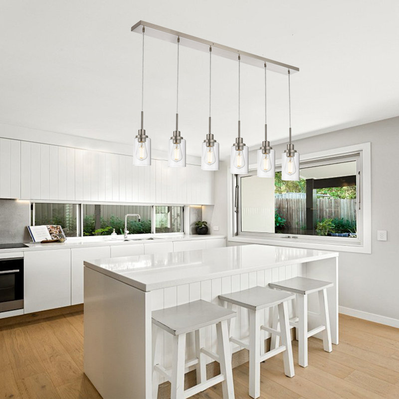 Lustre linéaire à 6 lumières pour îlot de cuisine Lezama