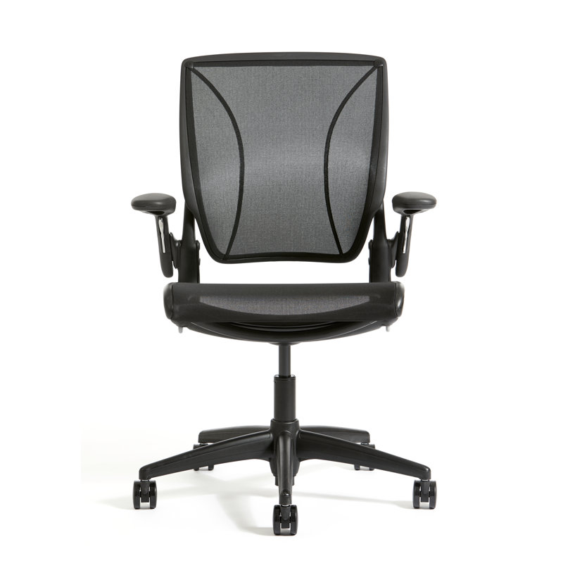 World LM, Ergonomic Task Chair with Poppy Seed Backrest, and  Autumn Upholstered Seat, Black, Black Mesh, Black Mesh
