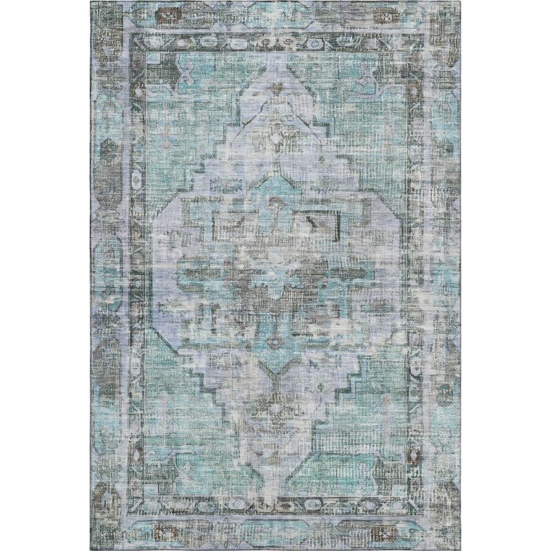 Premium Machine Washable Lucchesi AMF1729 Global Rug, Rectangle 5' x 7'6"