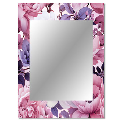 Burkardt Springtime Purple Blossoms Botanical Pattern - Floral Large Mirror, Floral Unique Wall Mirror Decor, Printed Metal Art