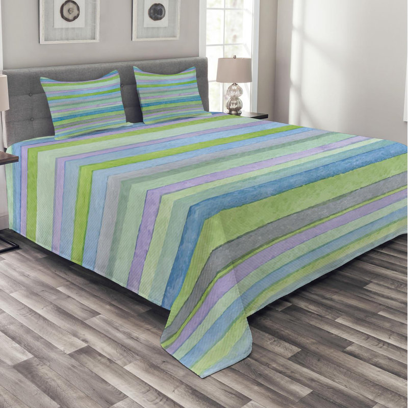 Farmhouse / Country Polyester Striped Coverlet, Queen Coverlet + 2 Shams