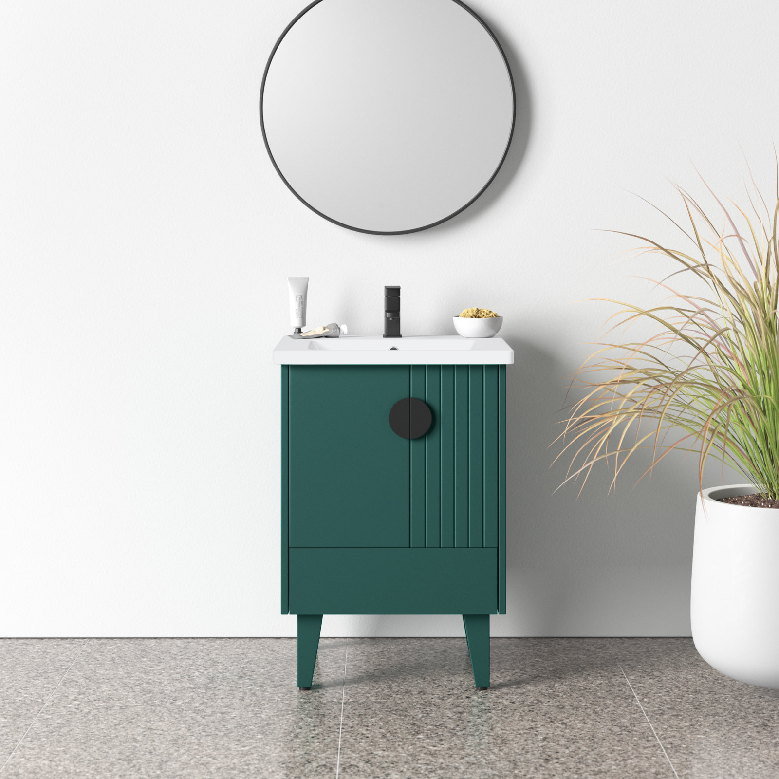 Saimah 20'' Single Bathroom Vanity, Green, Black
