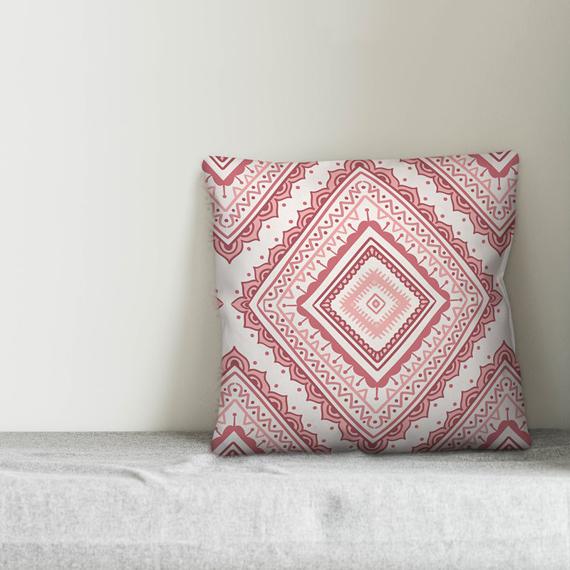  Coussin Diamond Mandala, Rose, 16 po x 1 po