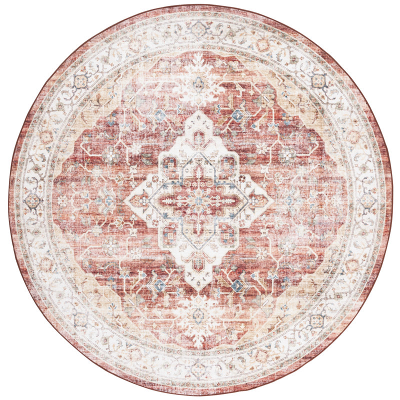 Riskus Monica Performance Machine Washable Oriental Rug, Round 6'