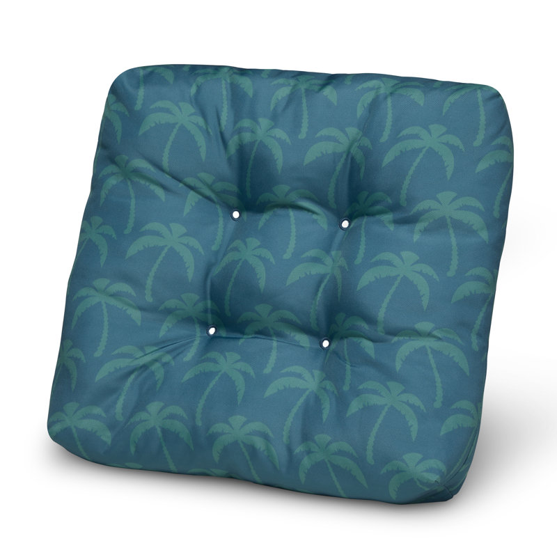 Outdoor 5'' Dining Chair Seat Cushion, Blue Oasis Palm