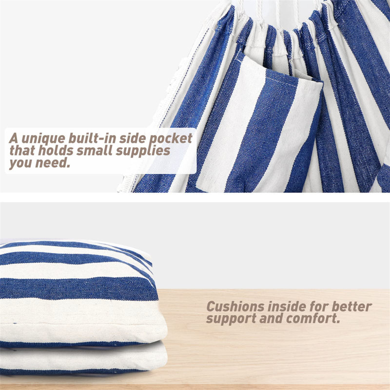 Cannell Swing Chair, Blue/White
