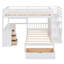Lit superposé double au-dessus de simple avec bureau intégré et rangement