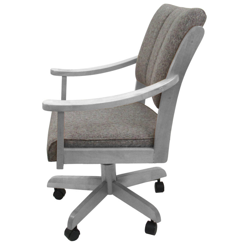 Chaise de salle à manger avec accoudoirs Evteka, Gris Mojave, Blanc