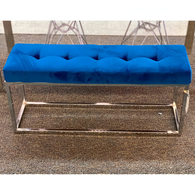     Atkin Modern Upholstered Bench – Distressed PU Leather Seat with Chrome Base, Entryway, Bedroom, or Lounge Accent Seating