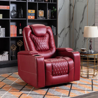 Fauteuil inclinable individuel 34,8 po en similicuir de luxe avec porte-gobelets, rangement pour accoudoirs et port USB