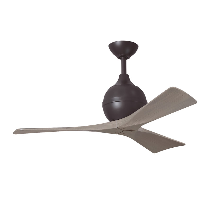 60" Irene Paddle 3 Blade Ceiling Fan, Textured Bronze, 42", Gray Ash Tone