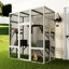 Spacieux extérieur en bois massif gris, 5 plateformes, 2 aires de repos, structure météo, détente féline Cat Relax
