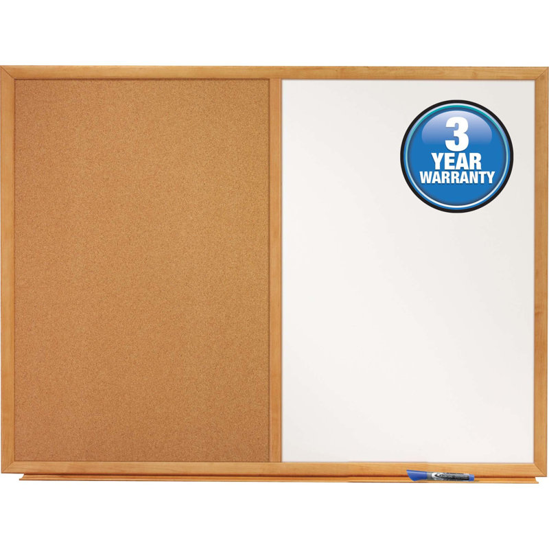 Oak Frame 36" x 24" Whiteboard and Cork Combo Board