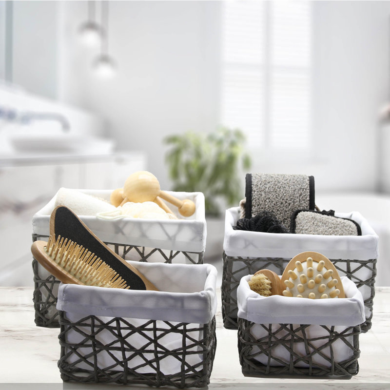 Evideco 8419 Paper Rope Decorative Basket, Gray