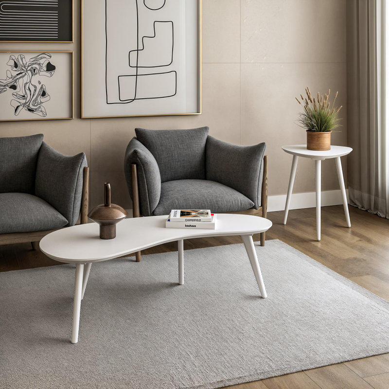 Chandrima Modern Abstract Coffee Table, White