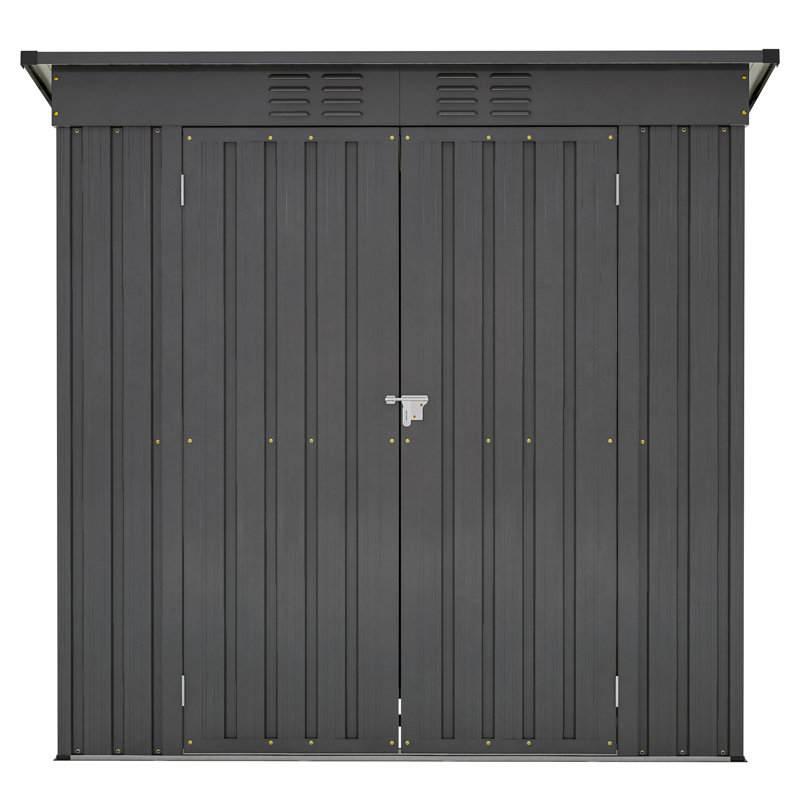 Remise extérieure en métal toutes saisons 6 pi x 4 pi - noire, coffre sécuritaire avec cadenas