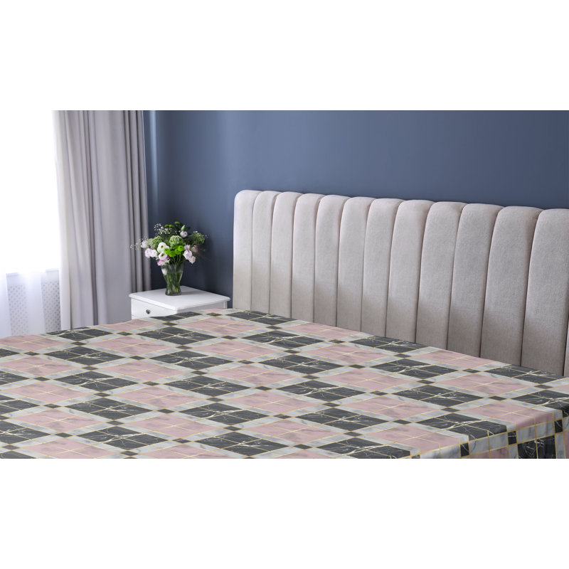 Drap-housse Ambesonne, Drap-housse de taille simple, Gris anthracite, gris pâle / géométrique 1