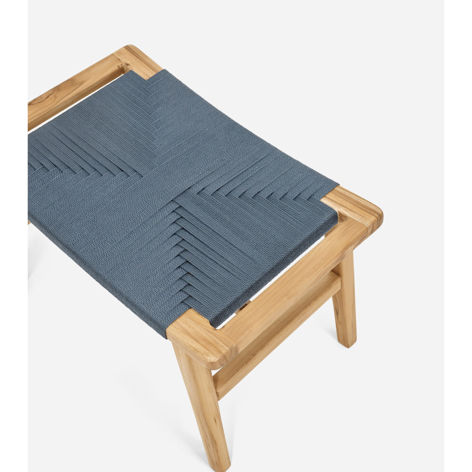 Masaya Upholstered Ottoman, Natural, Charcoal Cross Braided