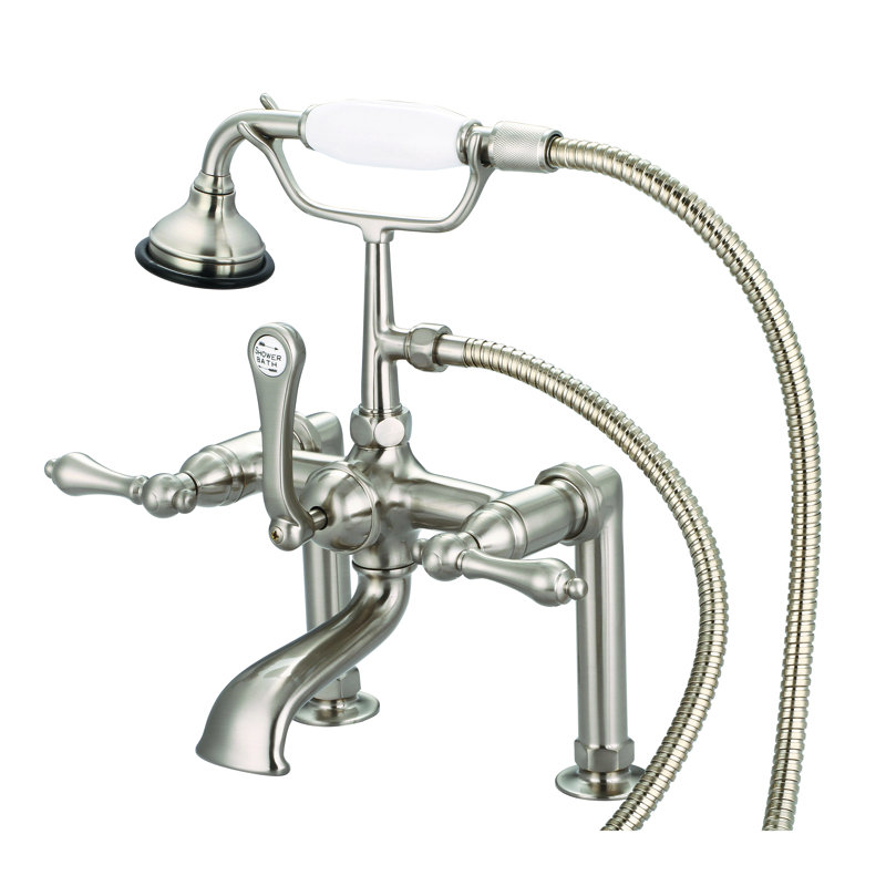 Stonington Deck Tub Spout, Lever Handles, Brushed Nickel