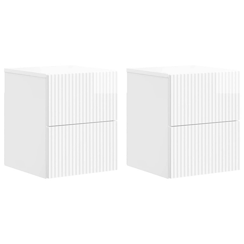 33cm W Manufactured Wood Bedside Table, High Gloss White